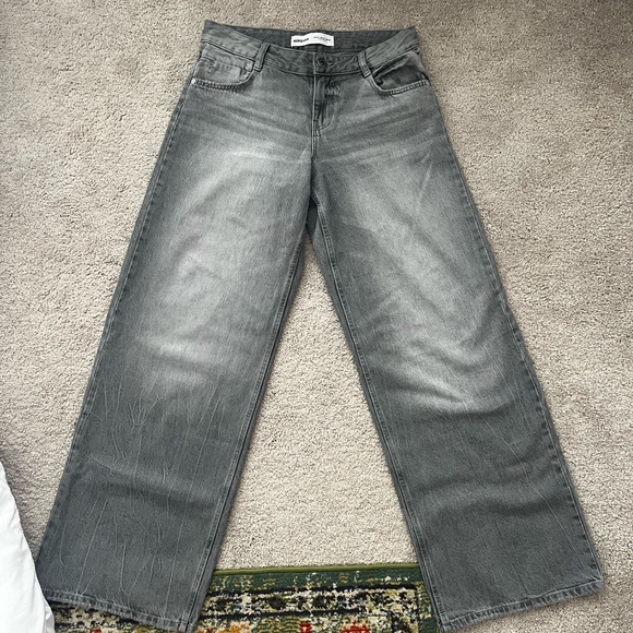 Low-rise wide-leg Grey Bershka Jeans - Picture 3 of 7